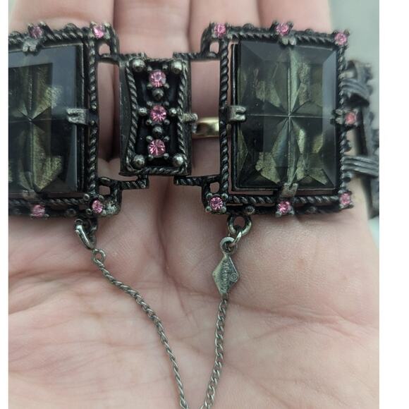 Vintage Sarah Coventry Midnight Magic Bracelet and earring set statement stamped - Picture 3 of 9